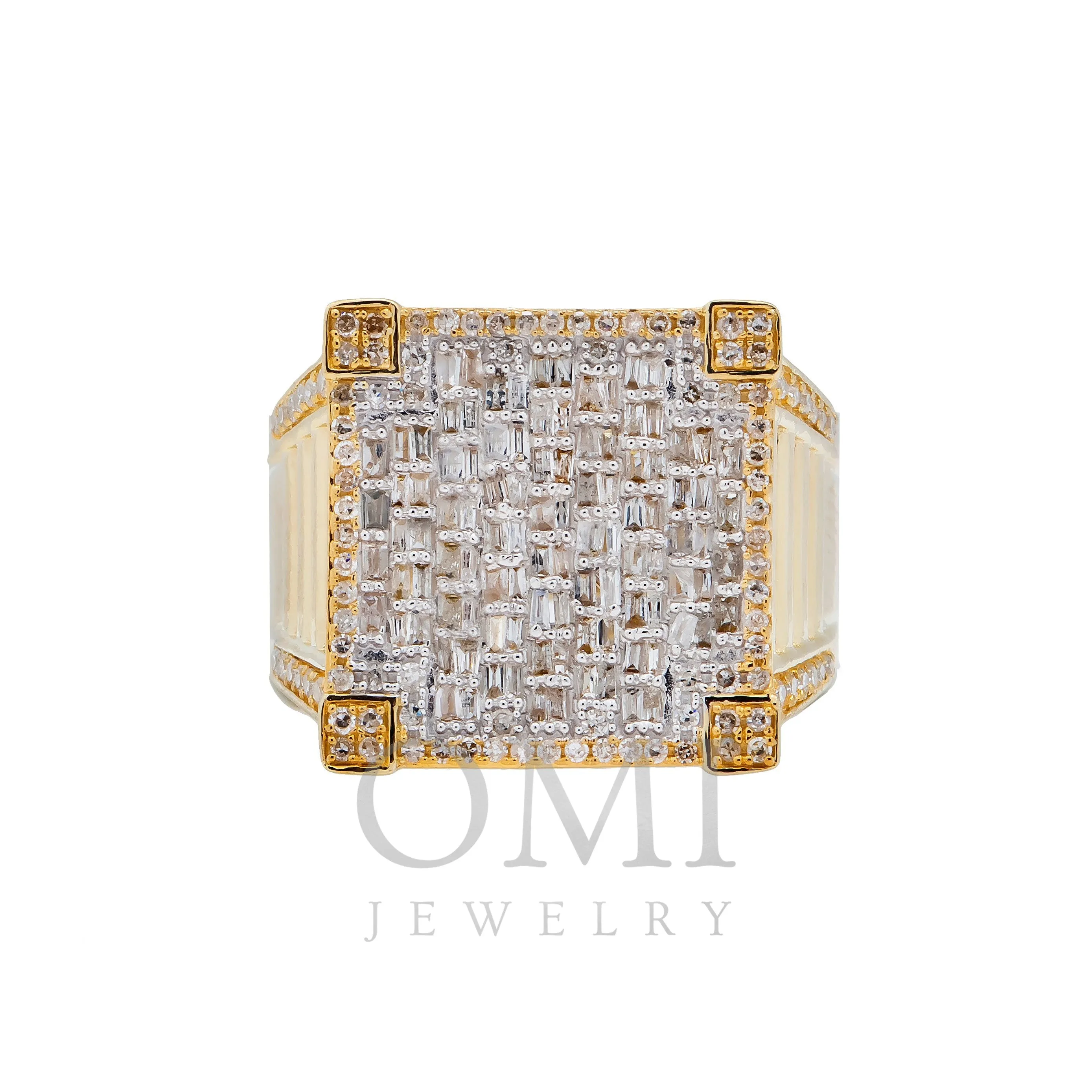 14K GOLD BAGUETTE DIAMOND SQUARE RING 1.05 CT