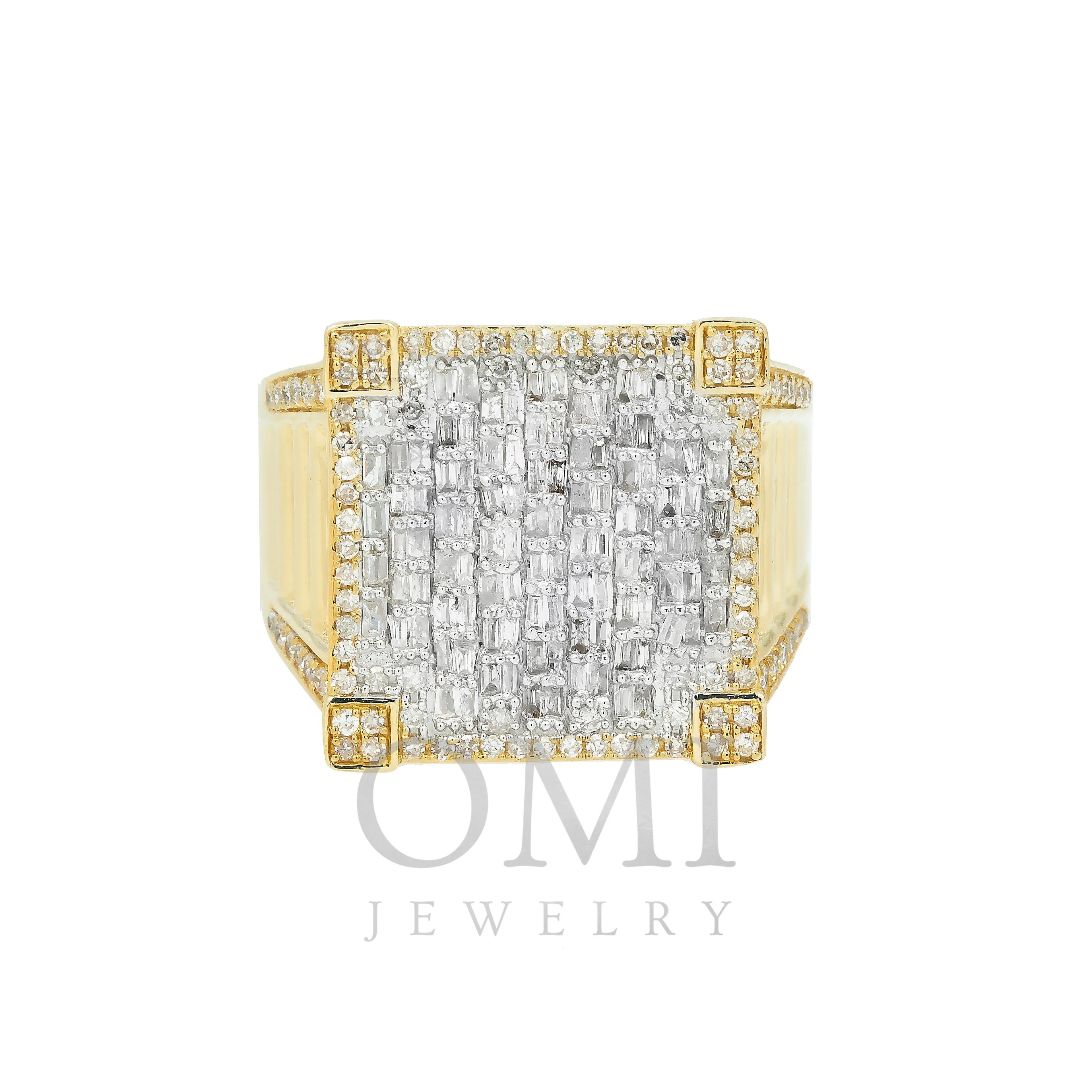 14K GOLD BAGUETTE DIAMOND SQUARE RING 1.05 CT