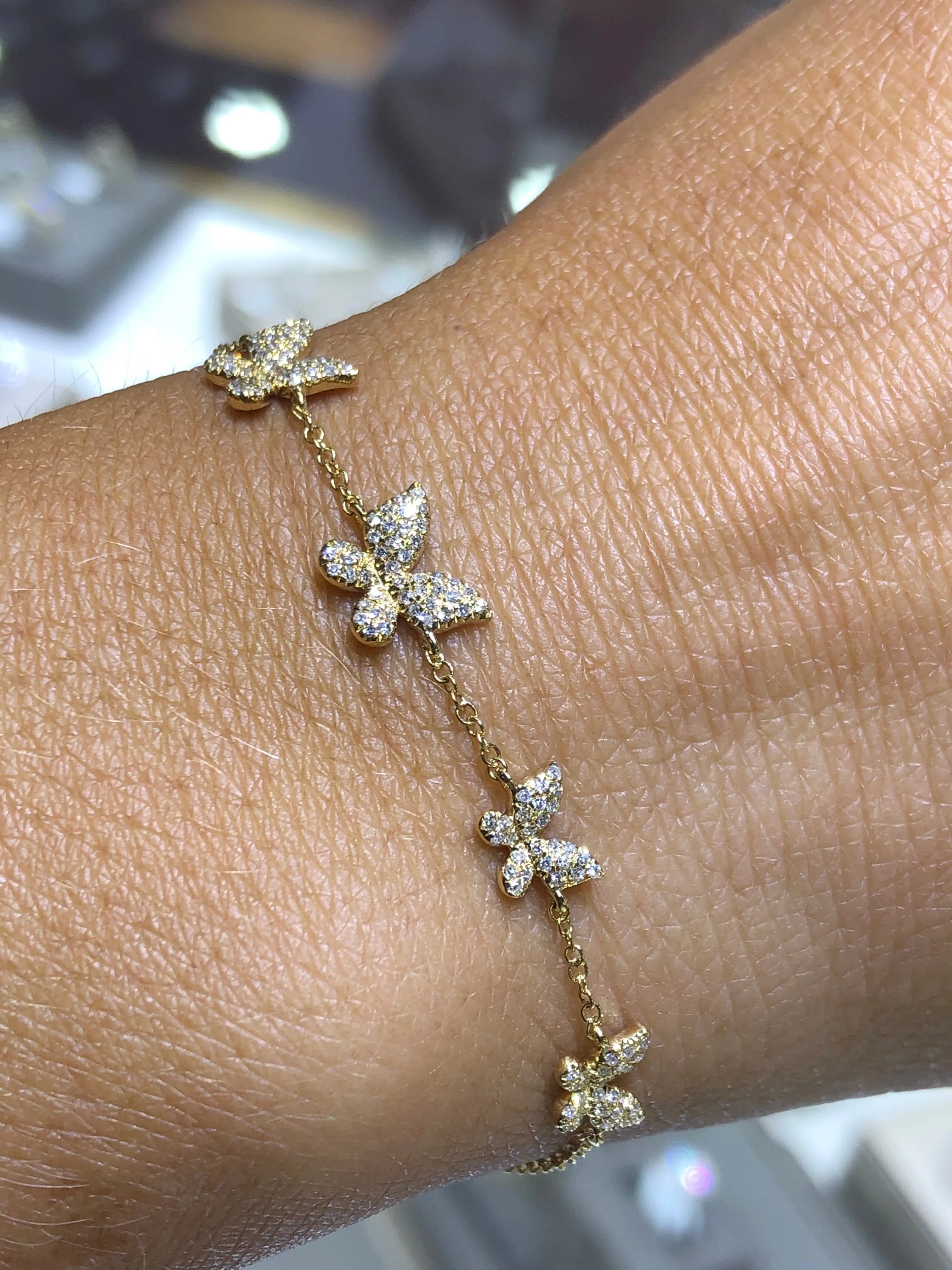 14K Gold Butterfly Diamond Bracelet