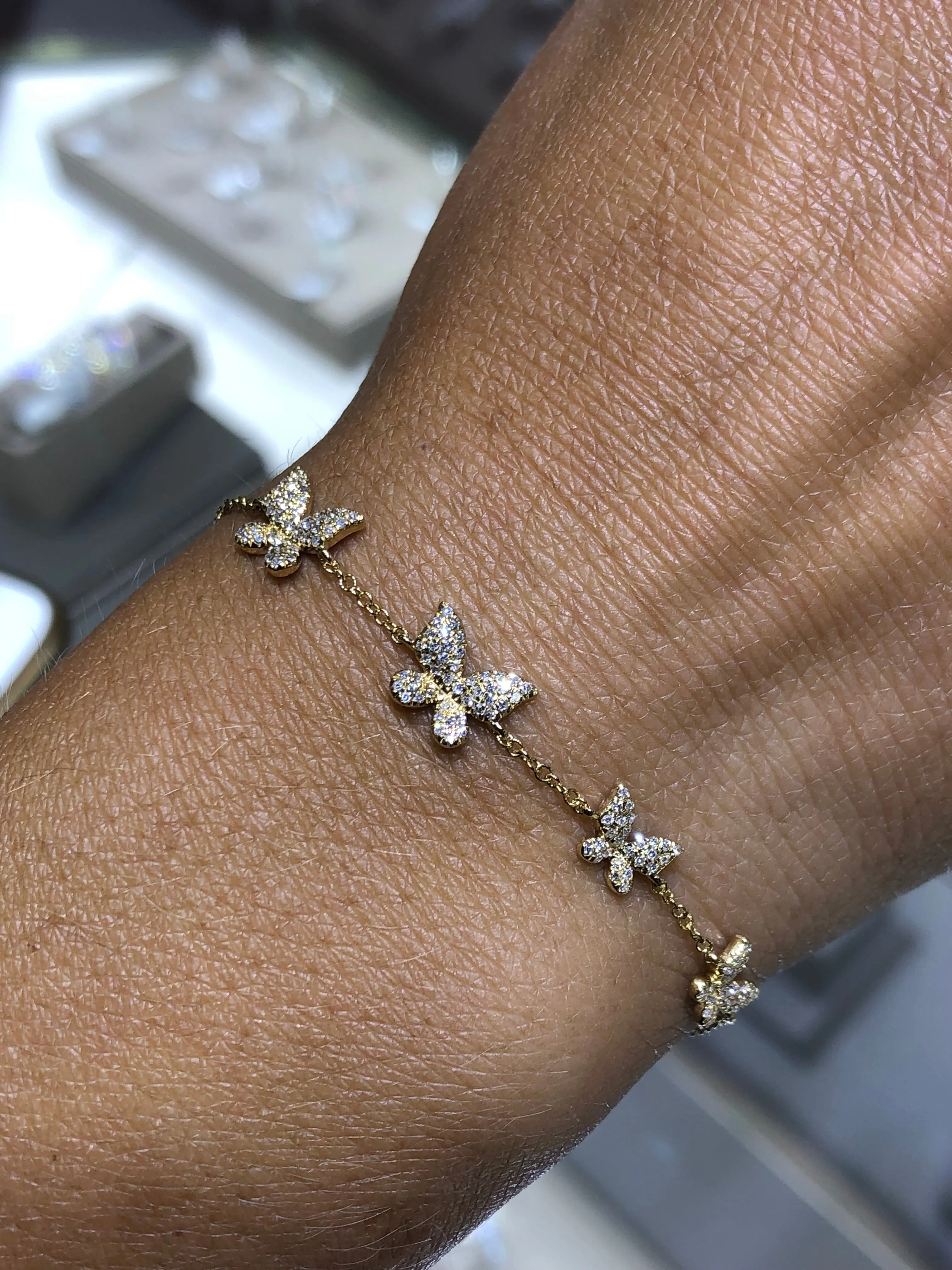 14K Gold Butterfly Diamond Bracelet