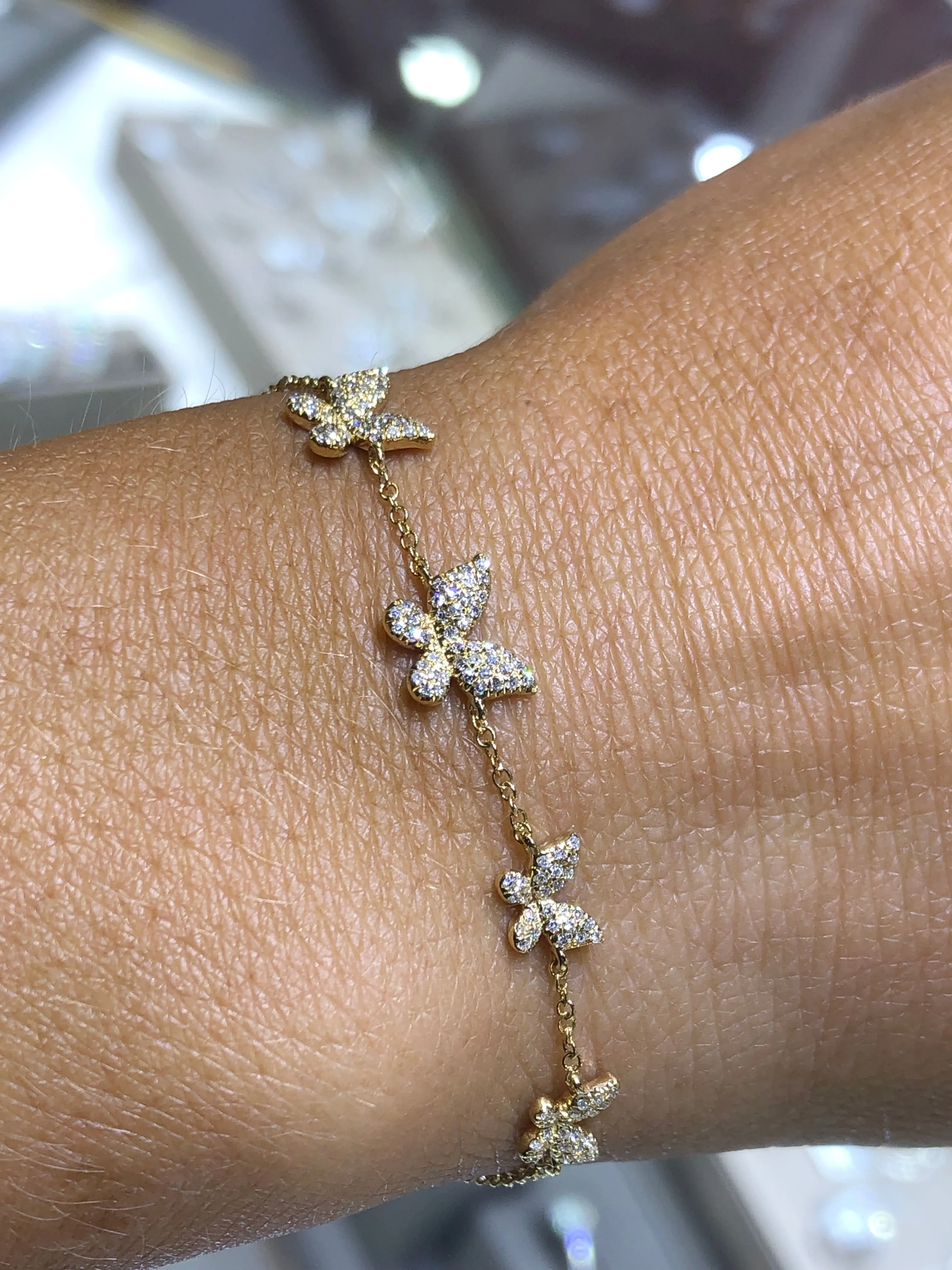 14K Gold Butterfly Diamond Bracelet