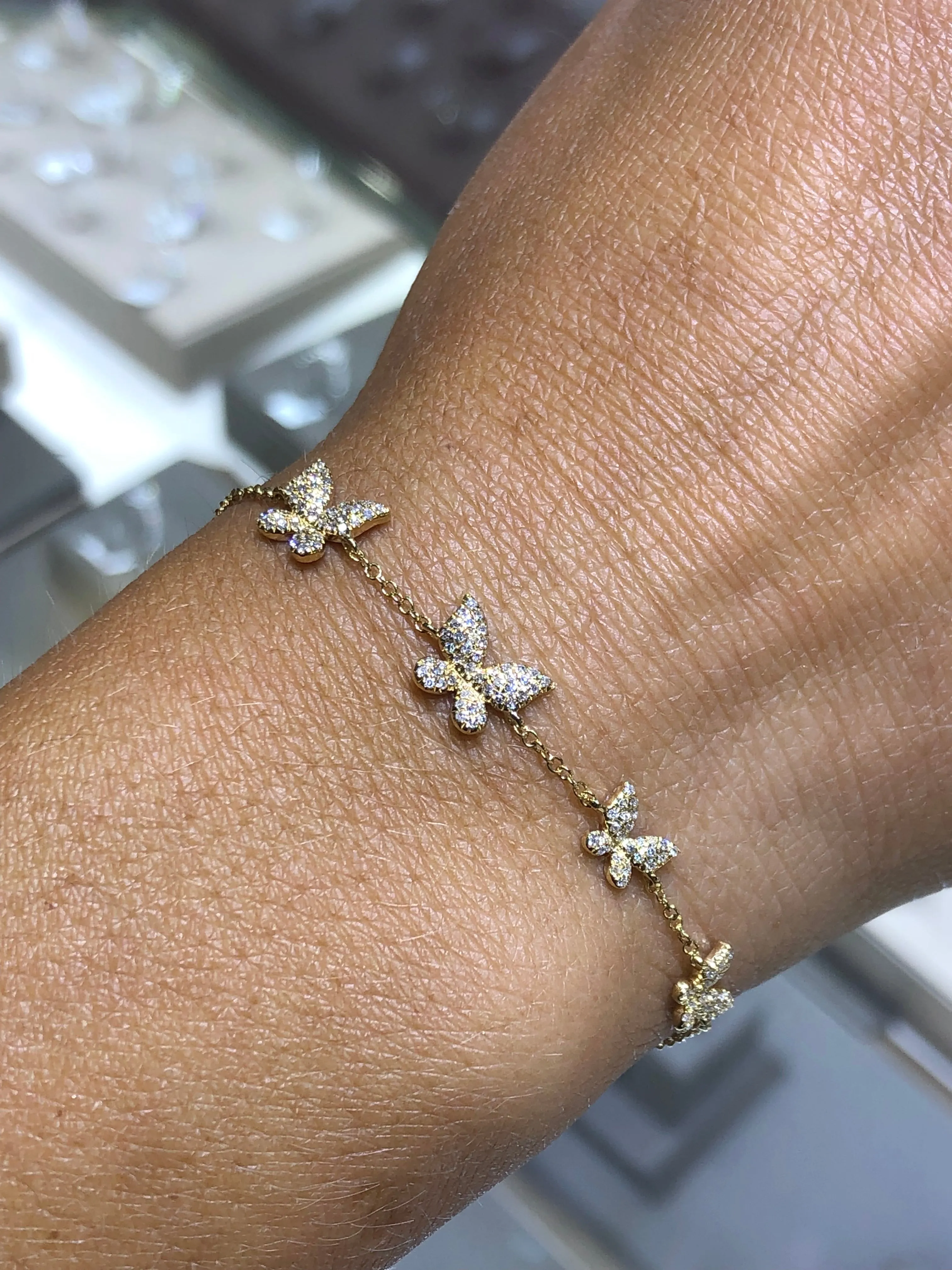 14K Gold Butterfly Diamond Bracelet