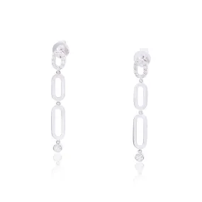 18K WHITE GOLD PAVE DIAMOND ELONGATED OVAL DROP EARRINGS 0.33CTW