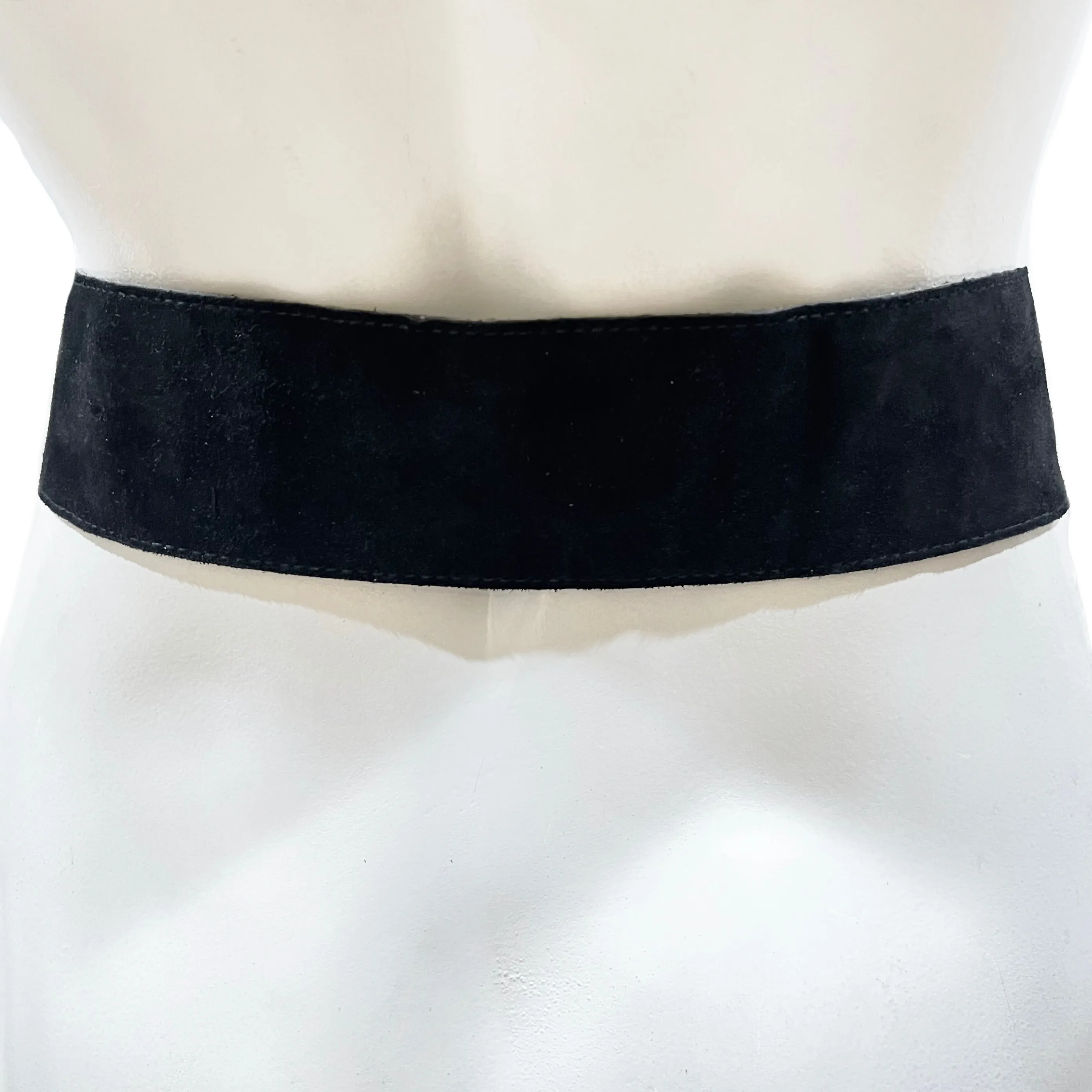 1970s Black Suede Butterly Buckle Belt