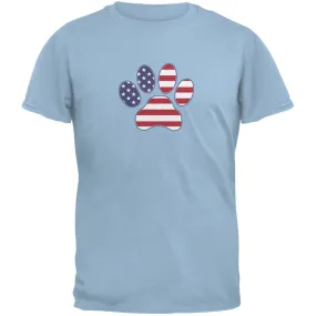 4th of July Patriotic Dog Paw Light Blue Adult T-Shirt