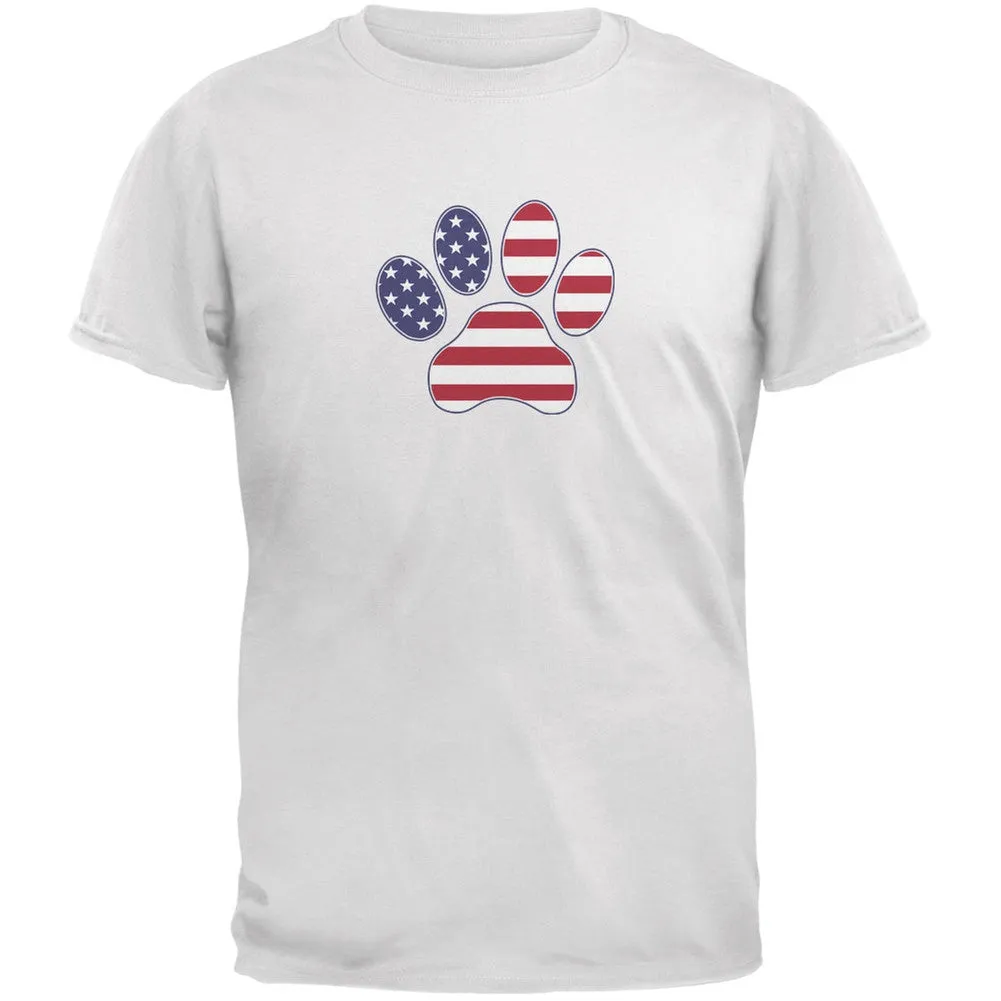 4th of July Patriotic Dog Paw Light Blue Adult T-Shirt