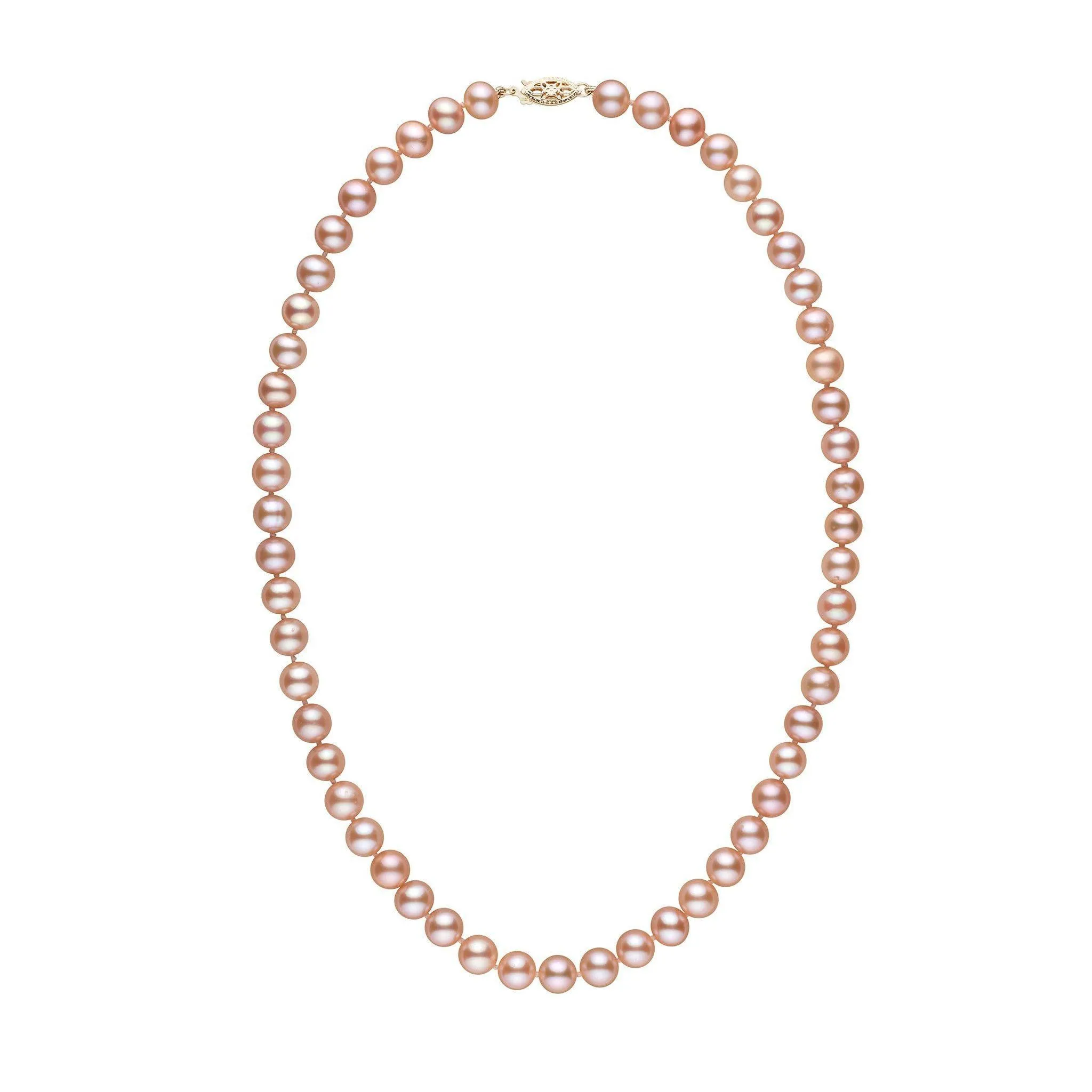 7.5-8.0 mm 18 Inch AA  Pink to Peach Freshwater Pearl Necklace