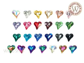 8 x 9mm Lopsided Heart 3D Back Crystal - 5 pcs