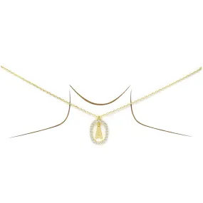 A CZ Pave Initial Pendant Gold Dipped Chain Necklace