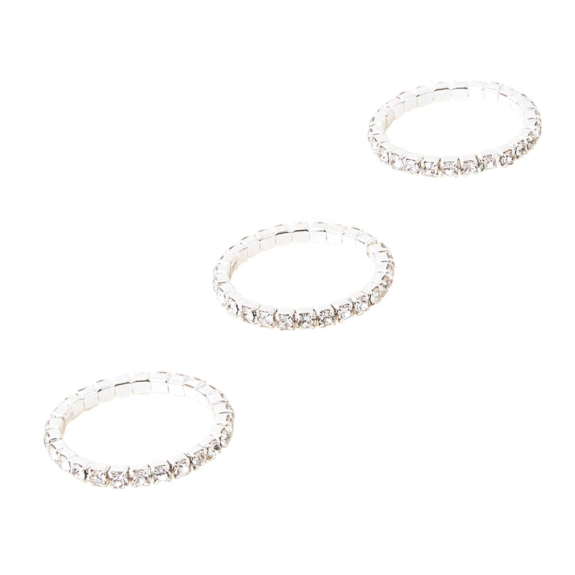 Accessorize London Women's Crystal Sparkle Rings Set Of Three White-Small