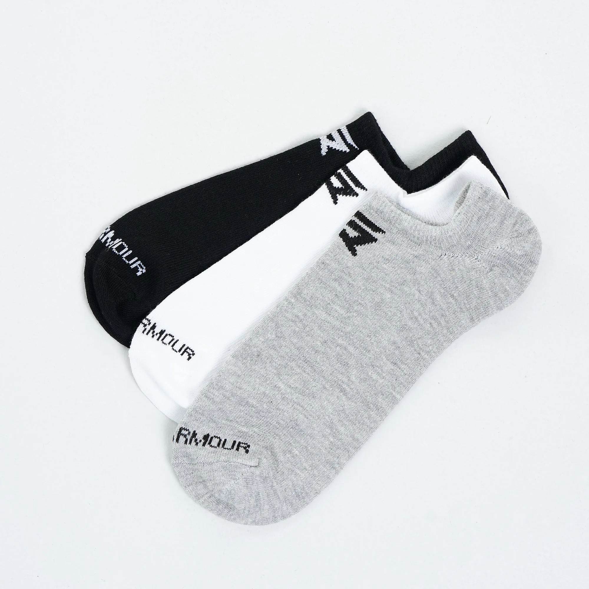 Armour No Show Socks 3pcs (Black   Grey   White)