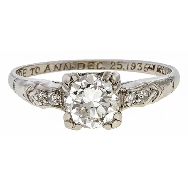 Art Deco Diamond Engagement Ring, TRB 0.67ct