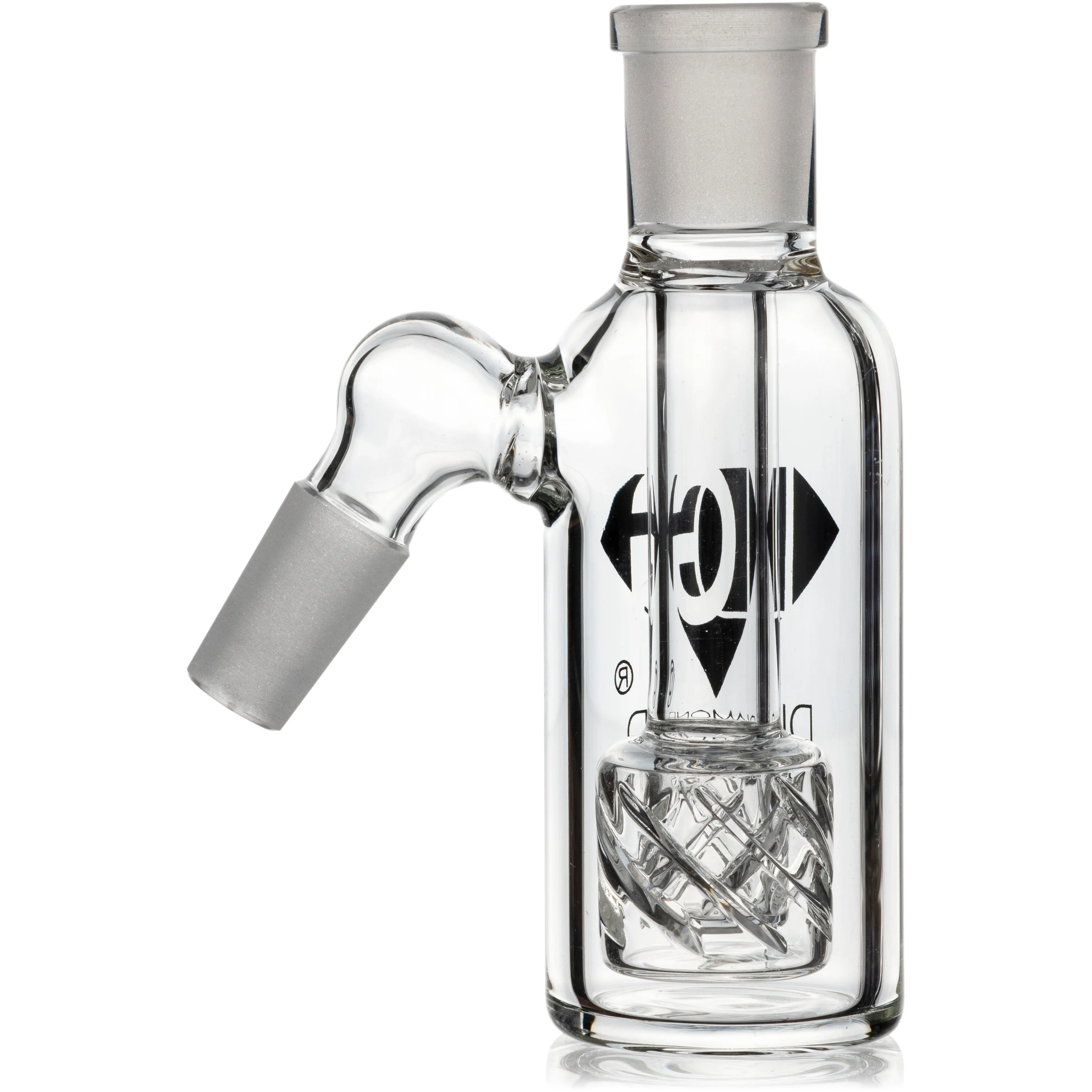 Ash Catcher w/ 14mm Joint, 45 Angle Reti Perc, by Diamond Glass