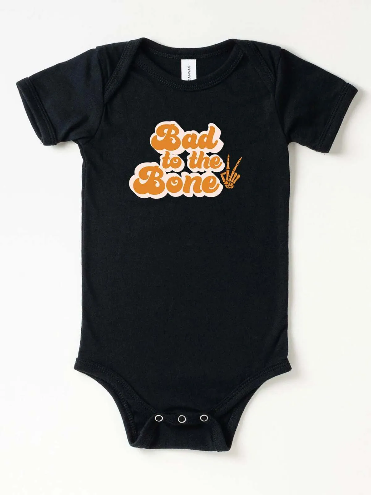 Bad To The Bone Hand Short Sleeve Bodysuit, Black