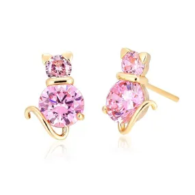 Berg Crystals Cat Stud Earrings (18K Gold Plated)