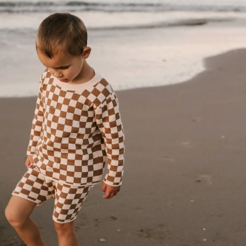 birch checkerboard knitted sweater