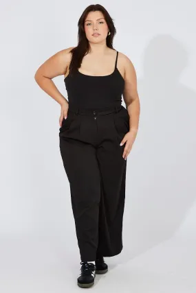 Black Bodysuit Scoop Neck Supersoft