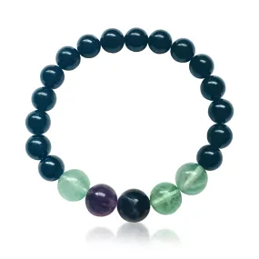 Black Tourmaline and Fluorite Gemstone Bracelet for Self Acceptance