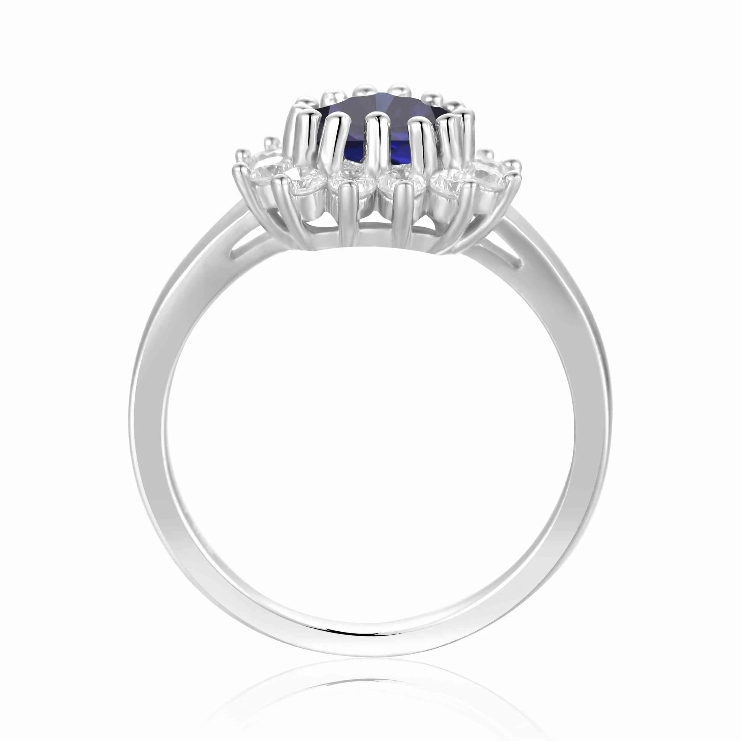 Blue Sapphire Halo Heart Ring