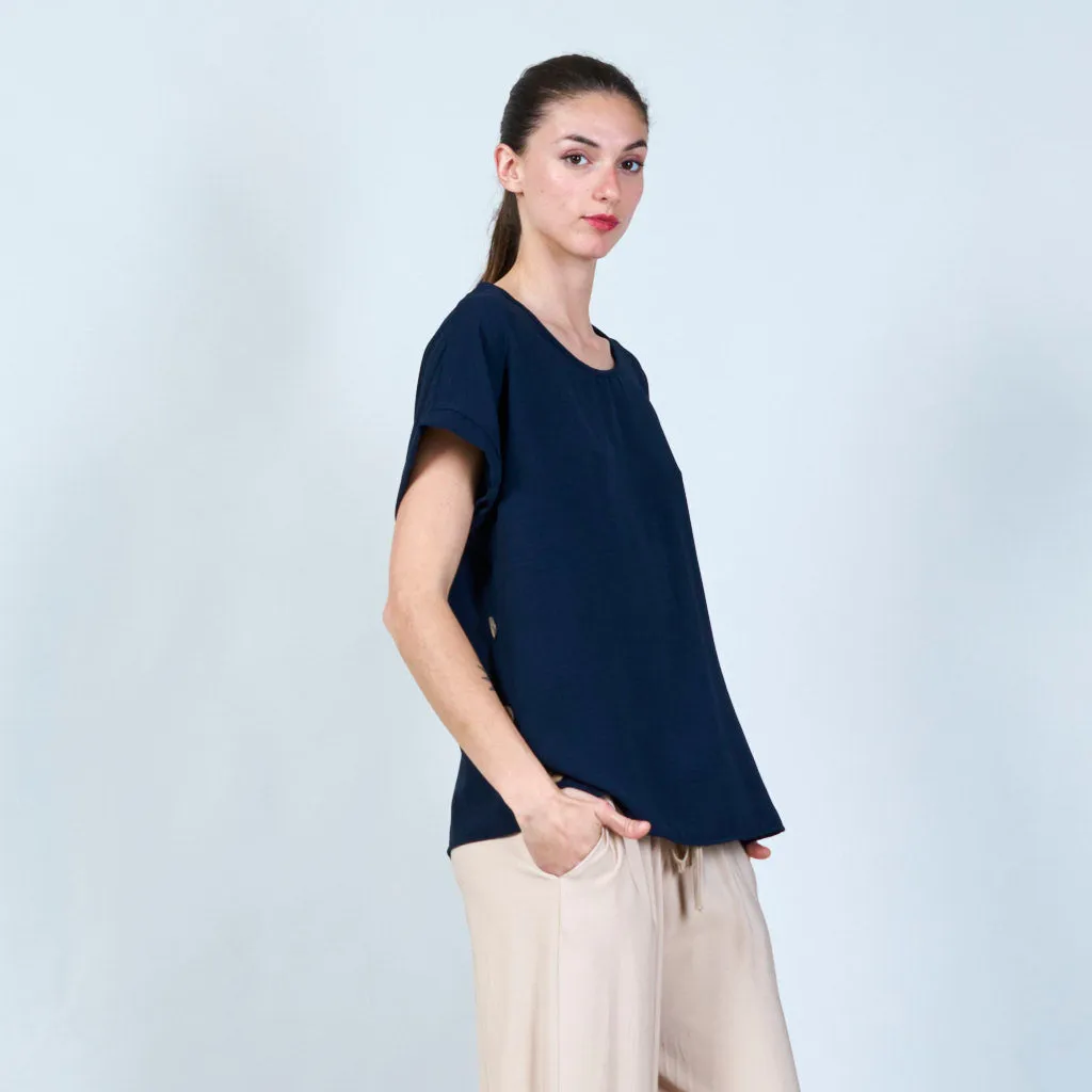 Button accent t-shirt wholesale