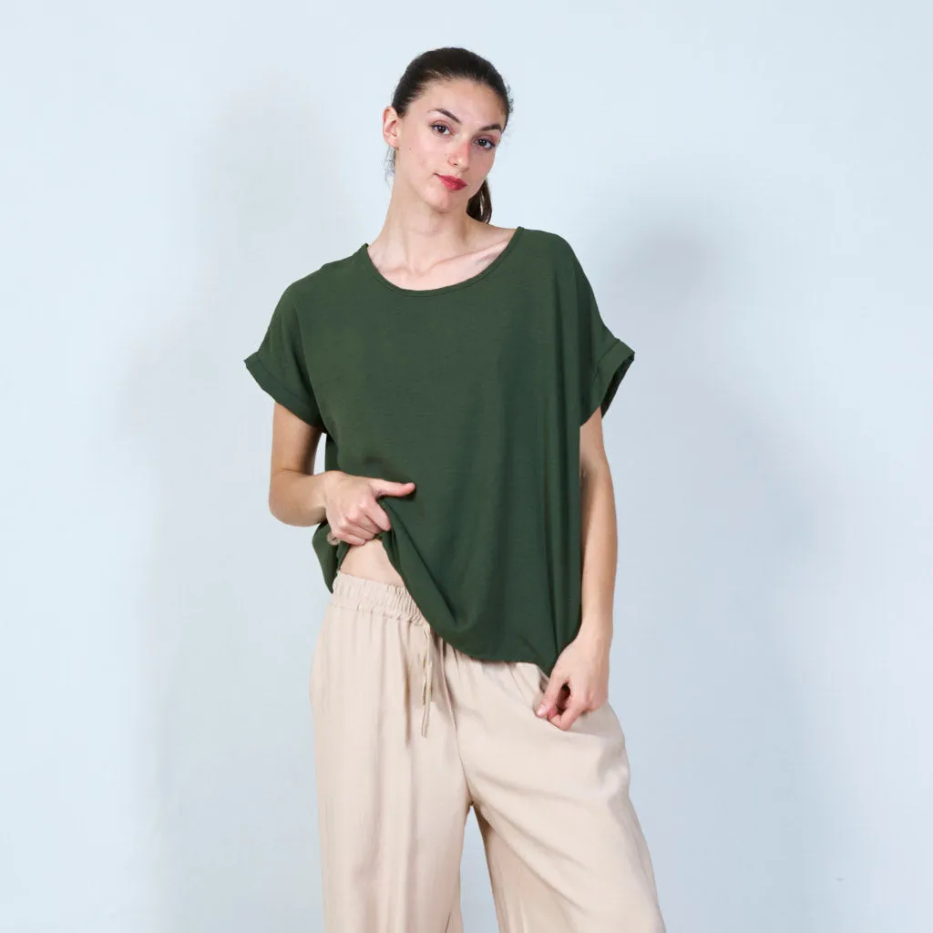 Button accent t-shirt wholesale