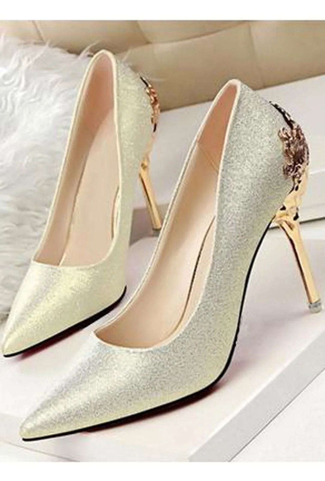 CAMELLIA - SUEDE ORNATE PUMPS HEELS