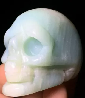 Caribbean Blue Calcite Aragonite gemstone carved Skulls, New Rare Crystal