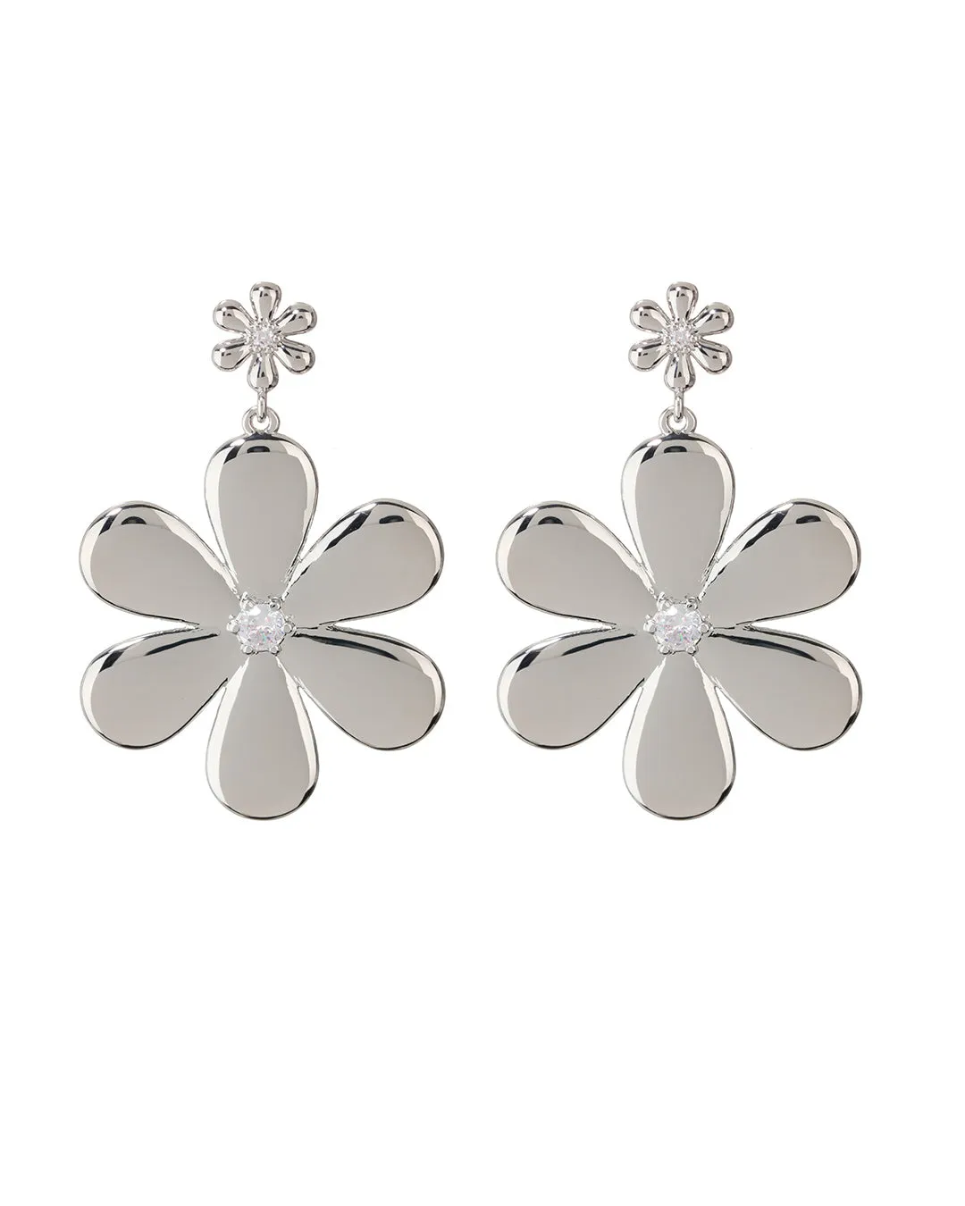 Daisy Statement Earring- Silver