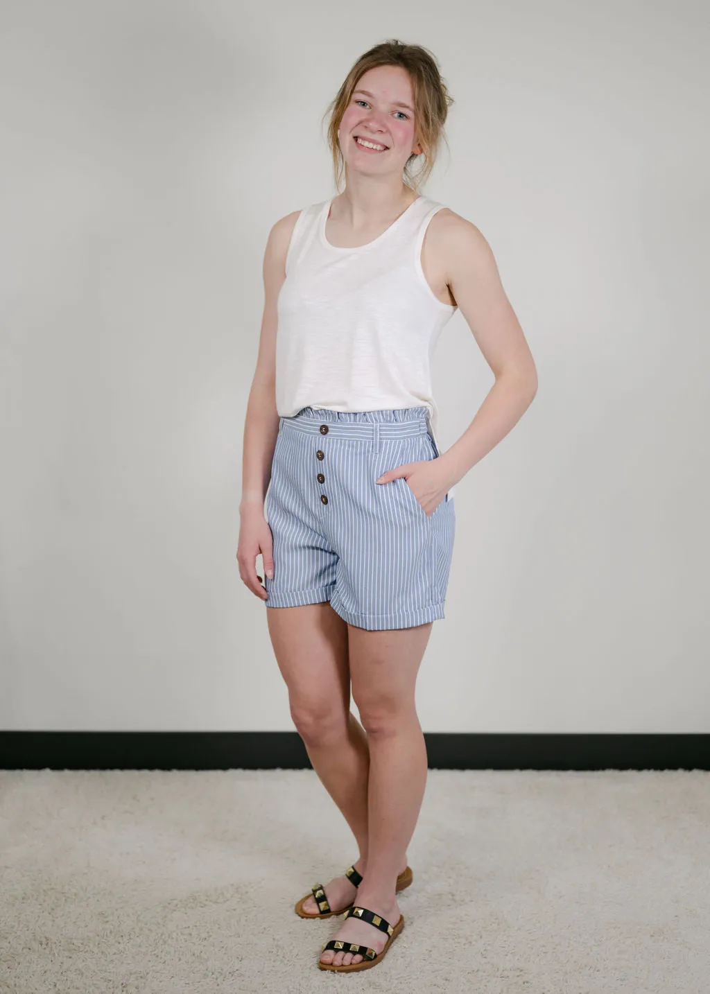 Denim Blue Stripe Short