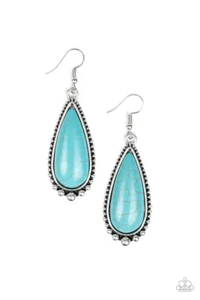 Desert Quench Turquoise Blue Stone Teardrop Earrings - Paparazzi Accessories