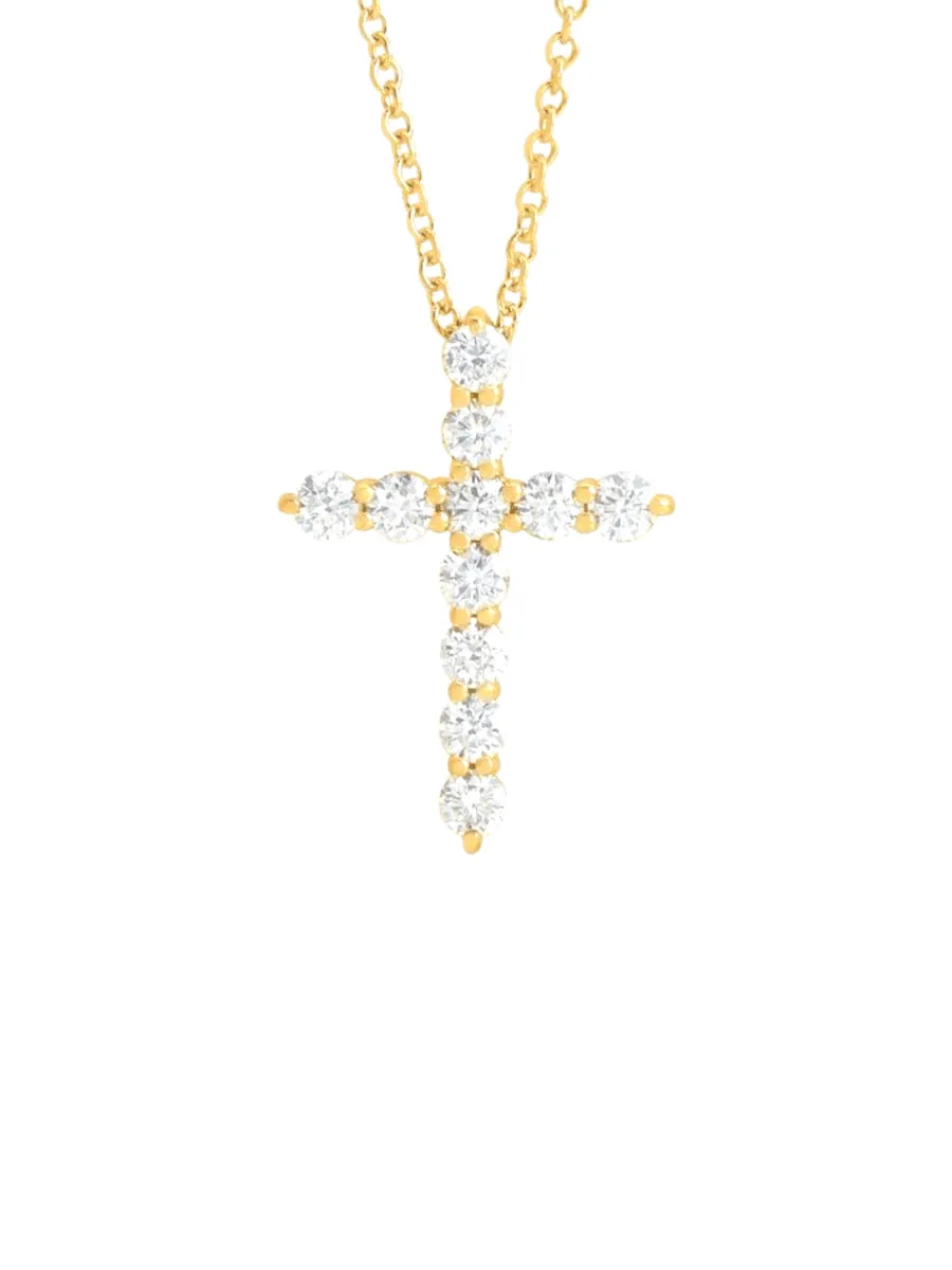 Diamond Cross Necklace - Medium 14K