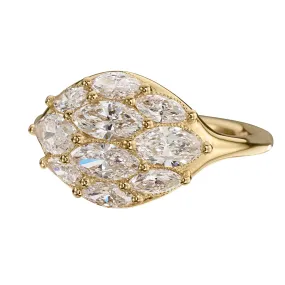 Dome Marquise Diamond Gold Engagement Statement Ring