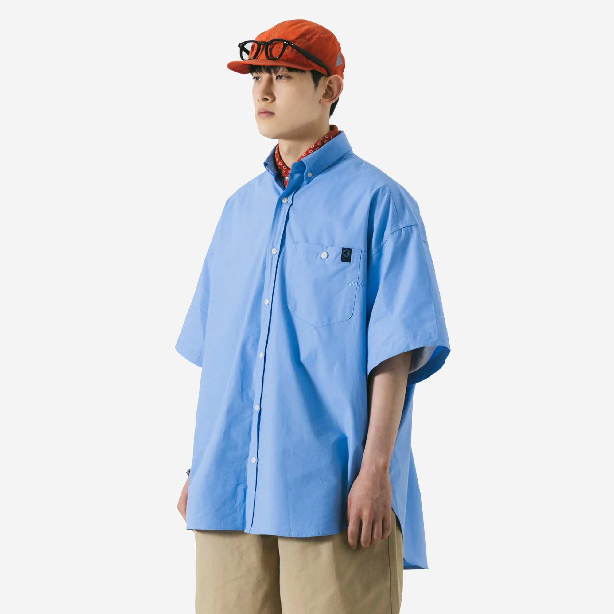 ELEMENTARY POCKET BIG HALF SHIRT - SAX BLUE