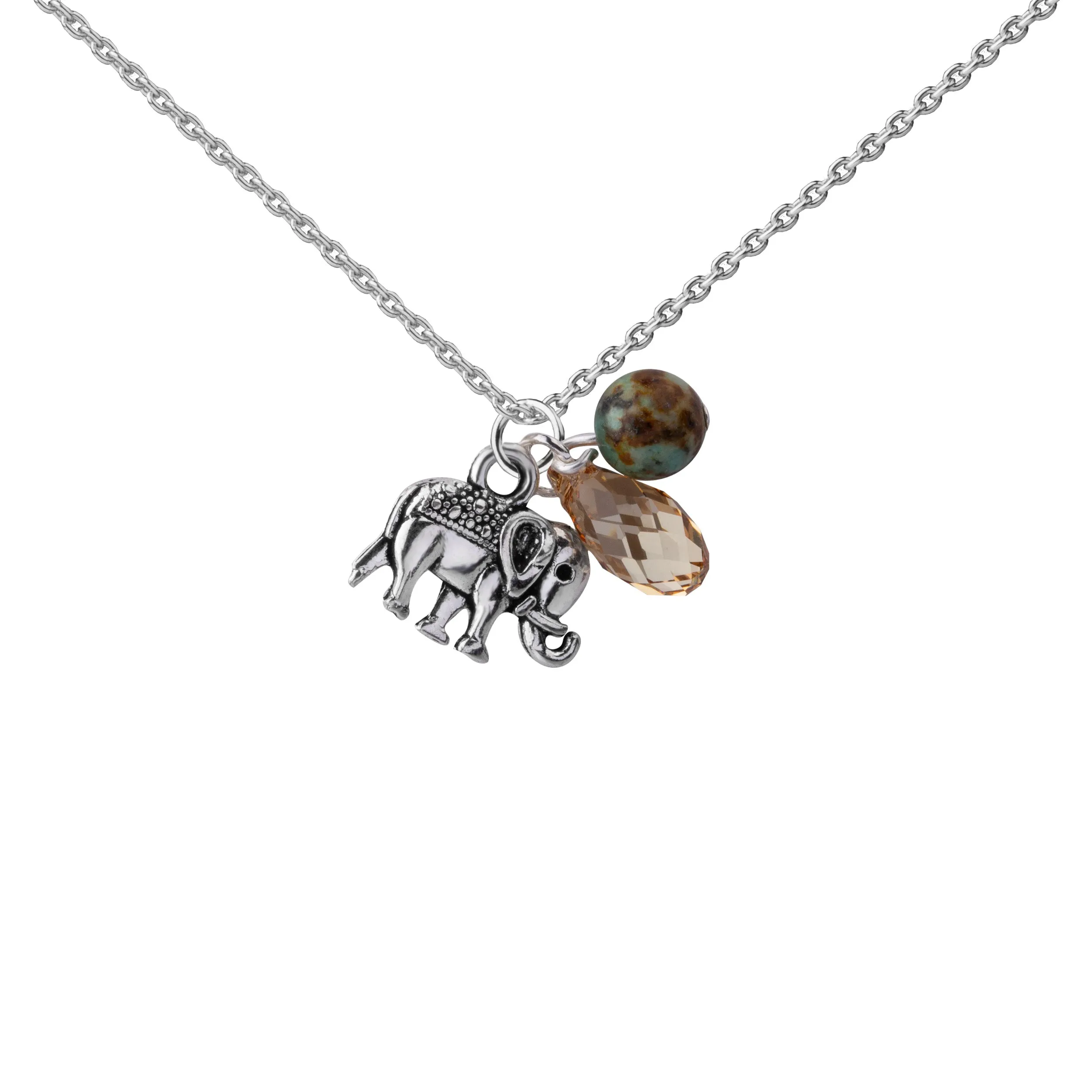 Elephant | Cluster Necklace | Sterling Silver