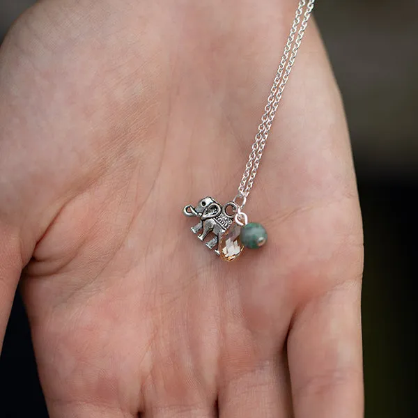 Elephant | Cluster Necklace | Sterling Silver