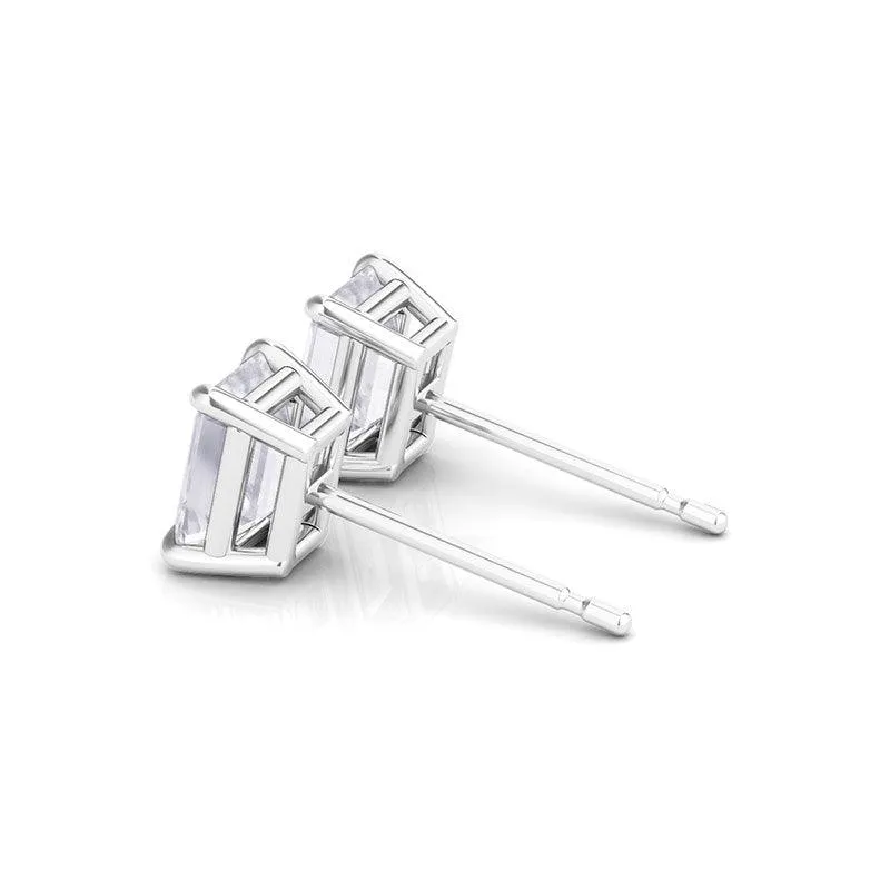 Emerald Cut Diamond Stud Earrings