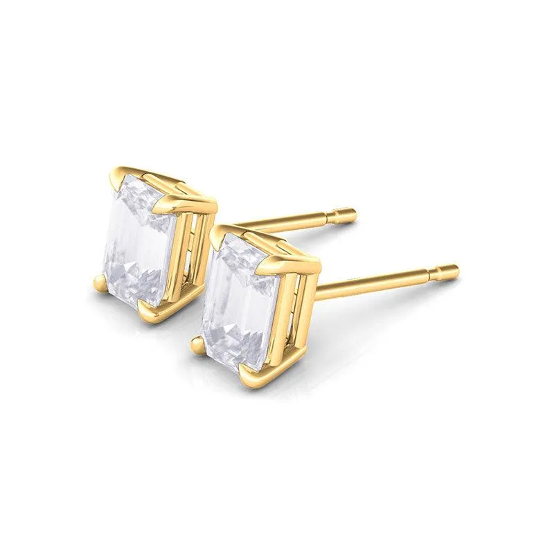 Emerald Cut Diamond Stud Earrings