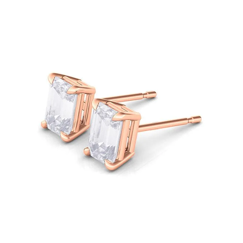 Emerald Cut Diamond Stud Earrings