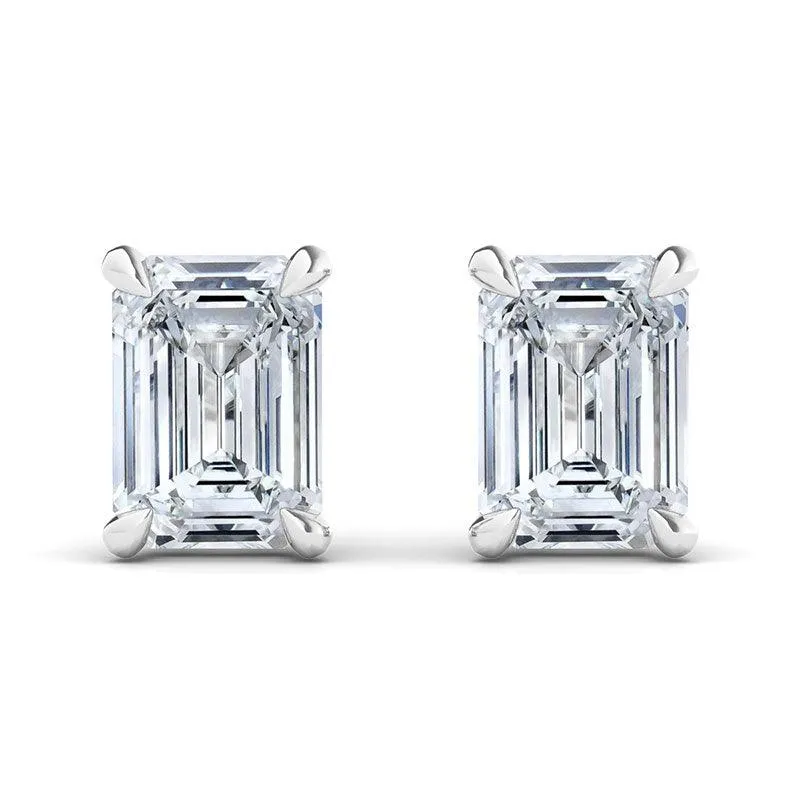 Emerald Cut Diamond Stud Earrings