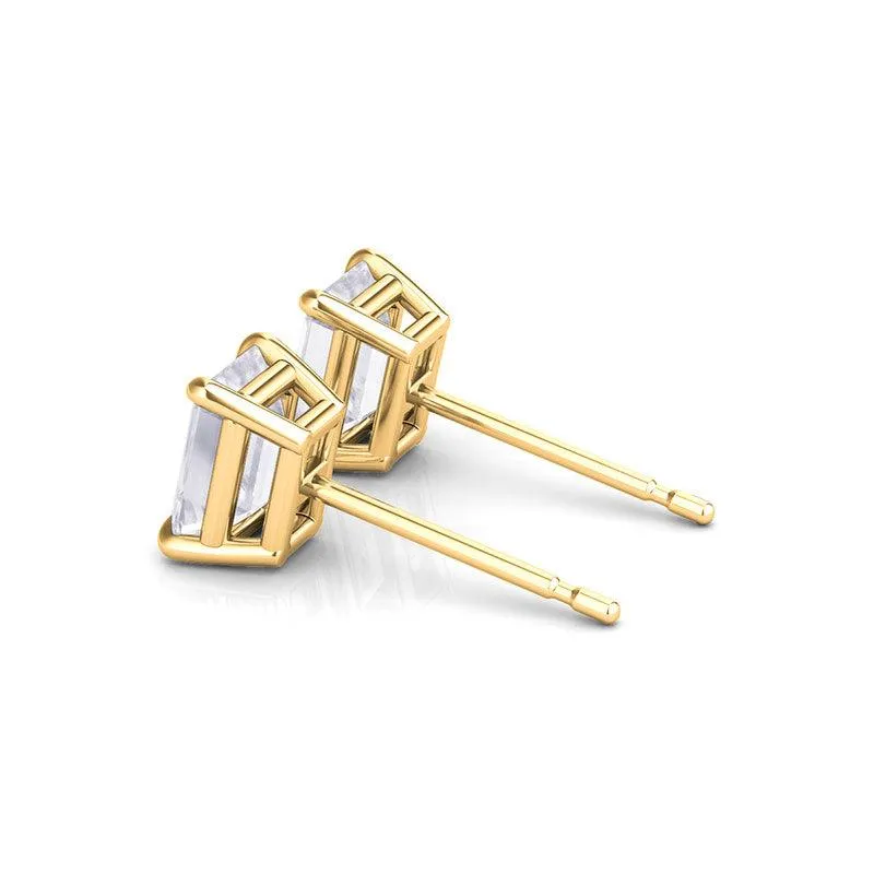 Emerald Cut Diamond Stud Earrings