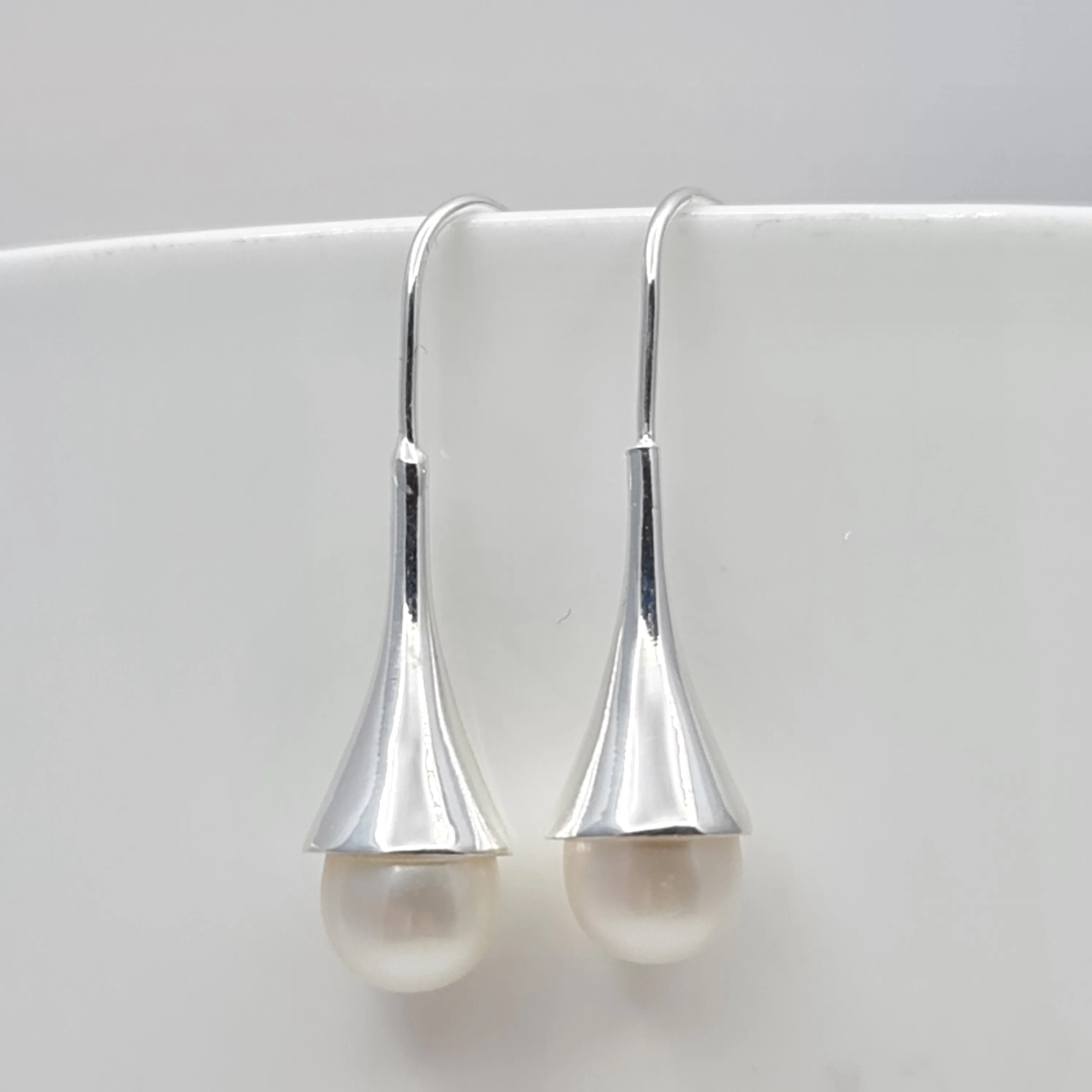 Freshwater Pearl drop earrings Silver