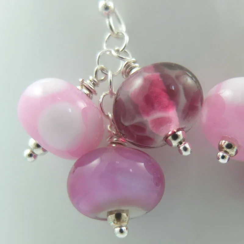 girly pink cluster earrings