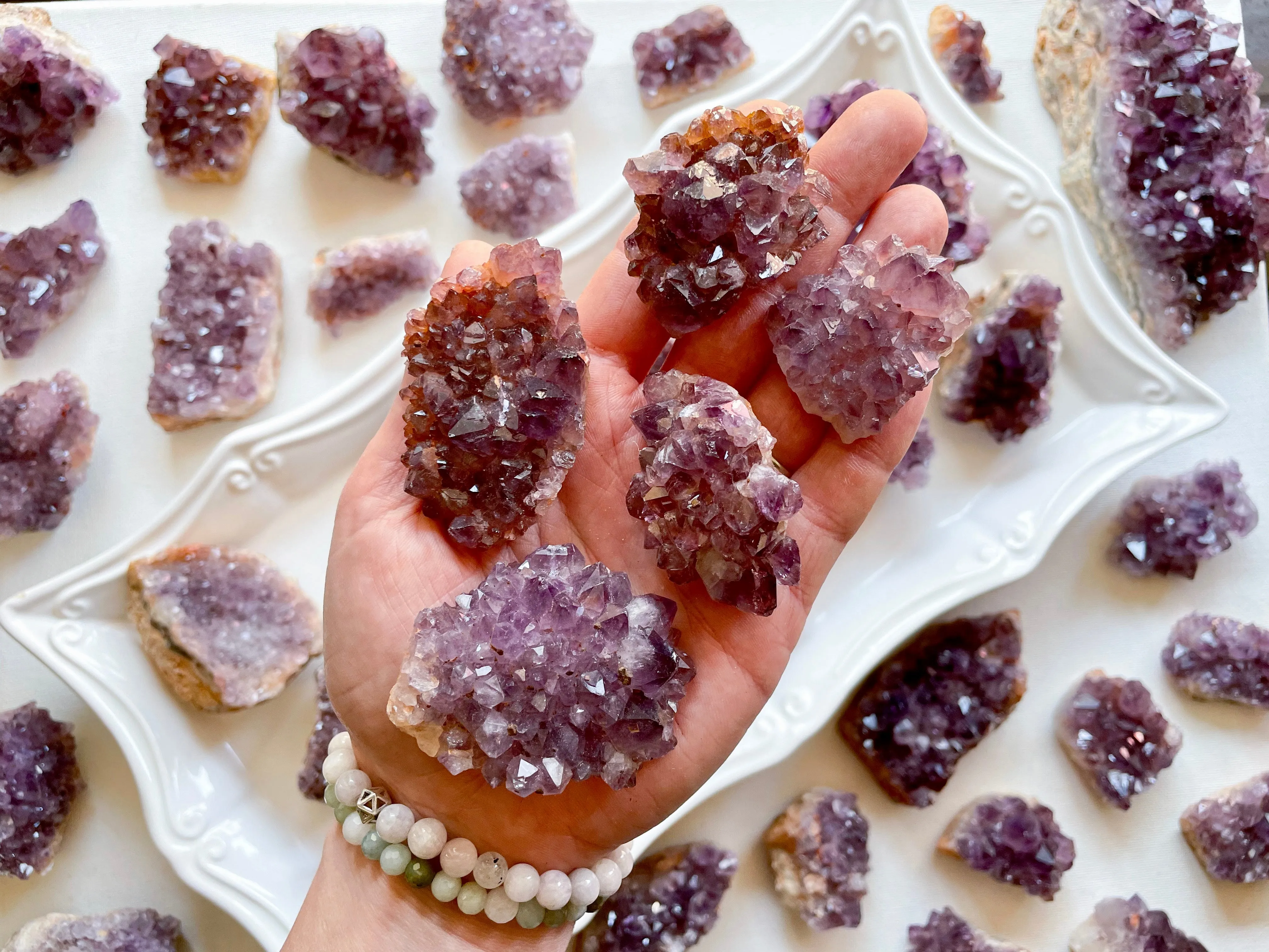 Golden Amethyst Clusters || Madagascar