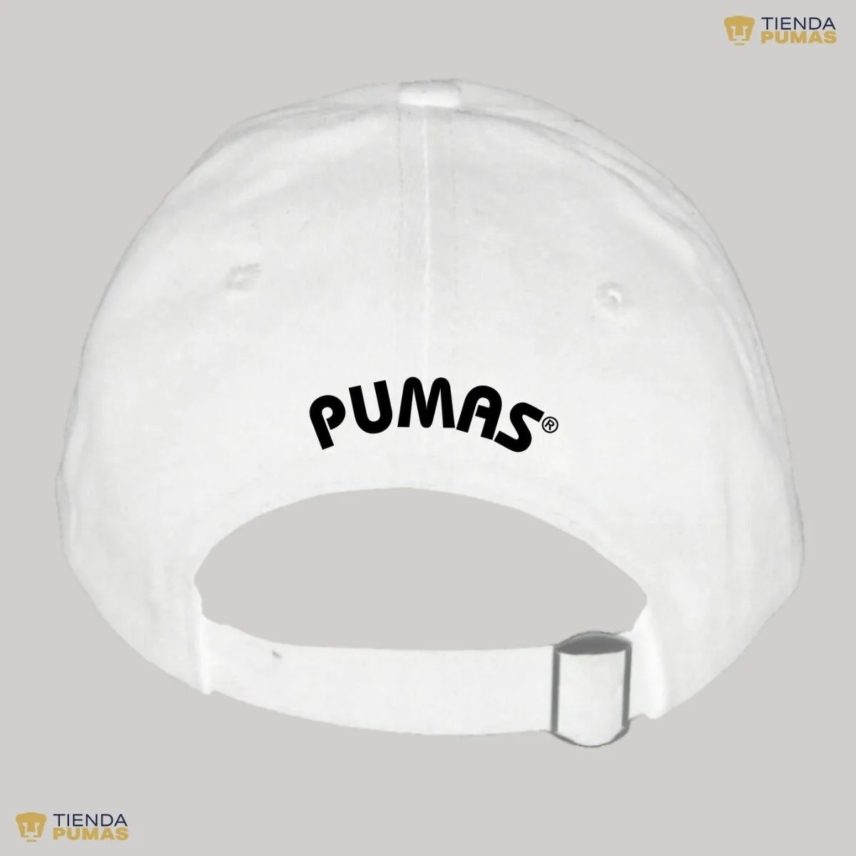 Gorra Pumas UNAM Hombre Mujer Ajustable Emblema Blanco Negro 5 Vinil