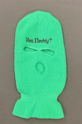 Green Embroidered Yes Daddy? Ski Mask