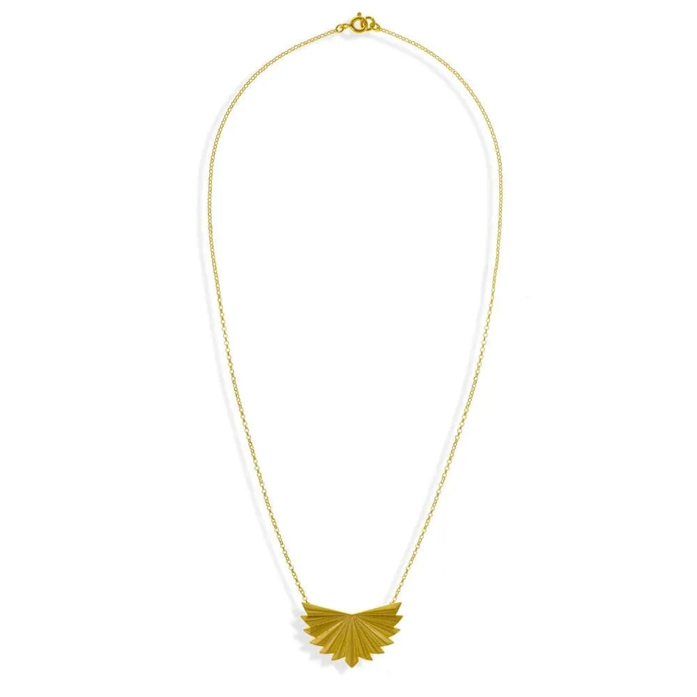 Handmade Gold Plated Silver Geometric Fold Short Necklace