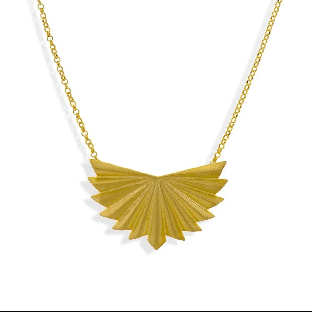 Handmade Gold Plated Silver Geometric Fold Short Necklace