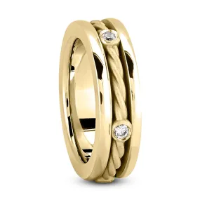 Harry Men's Diamond Wedding Cable Ring in 14K White/Yellow/Rose Gold By Mike Nekta NYC, 6MM