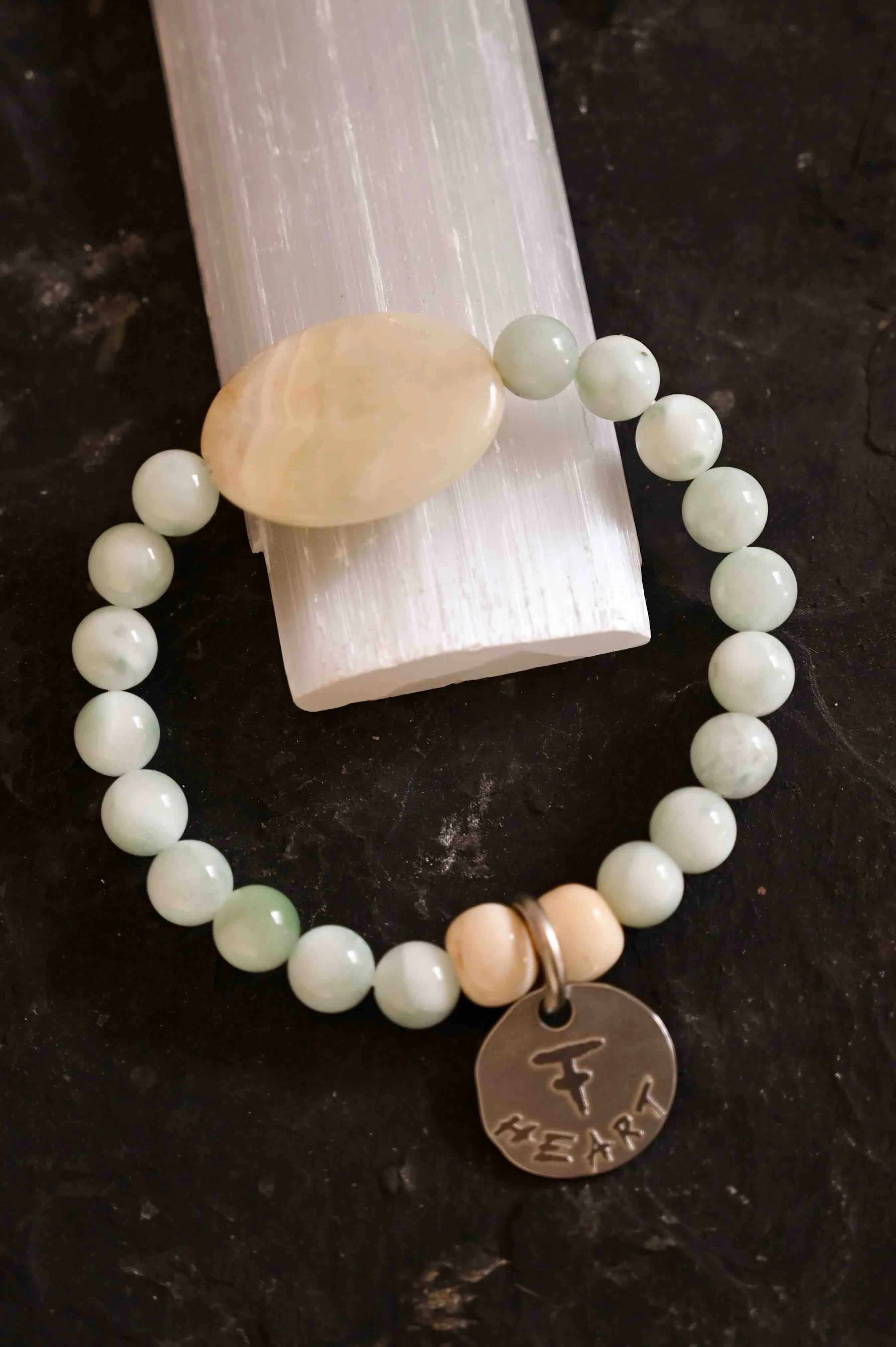 I Live With Heart Moonstone Bracelet