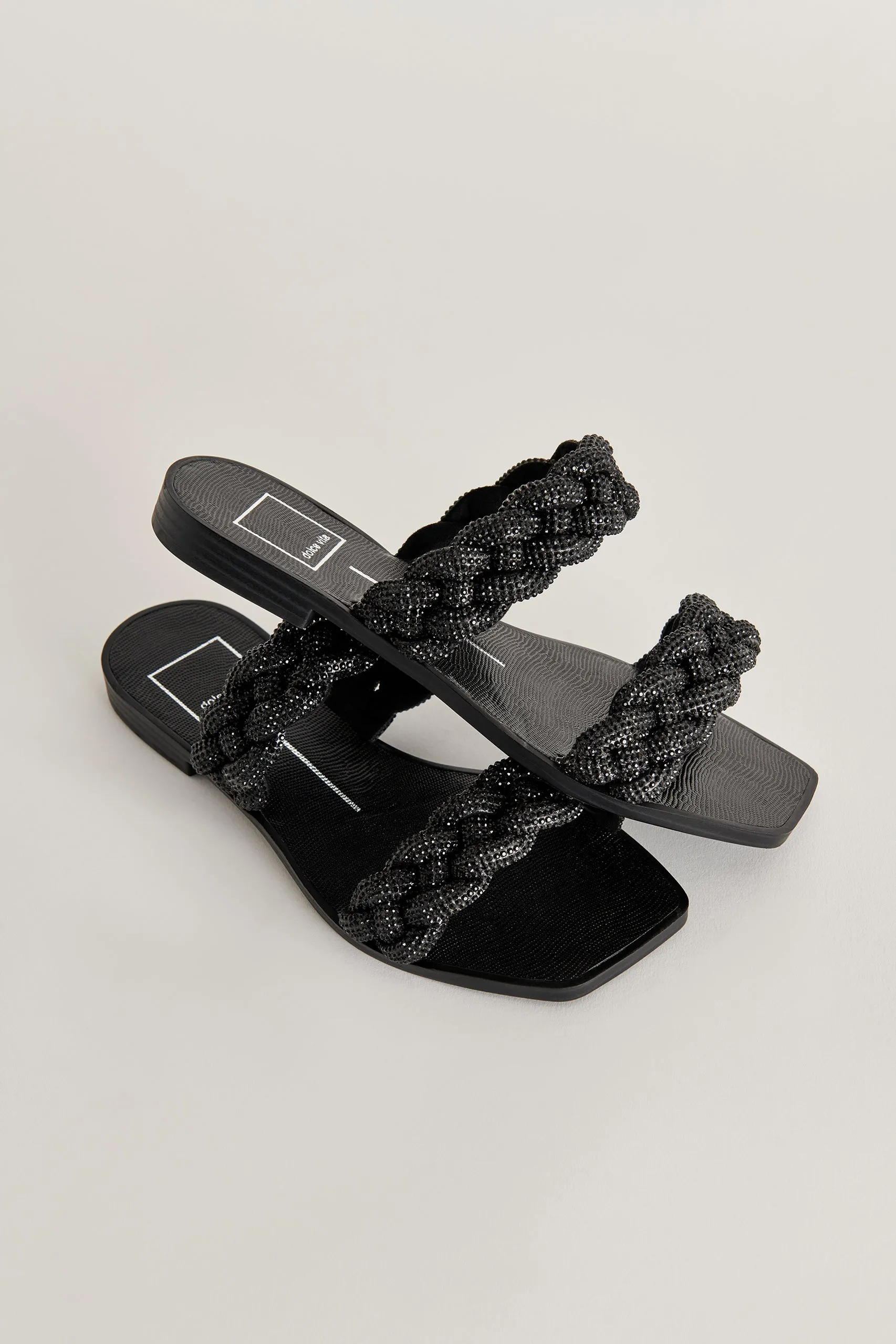 INDY RHINESTONE SANDALS BLACK RHINESTONE